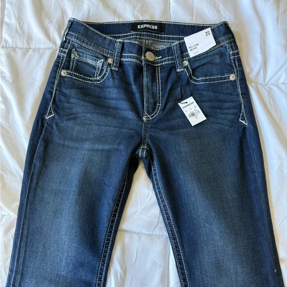 Express Bell Flare Mid Rise Stretch - Picture 3 of 4